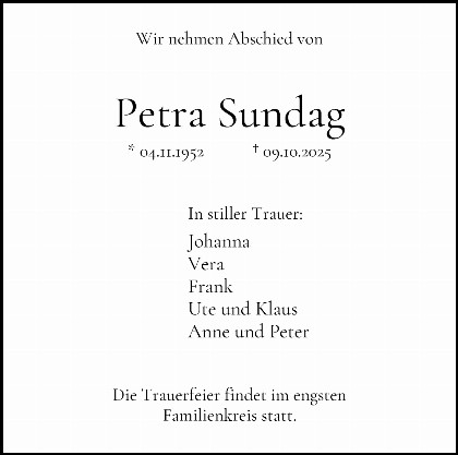 Trauerfall Petra Sundag