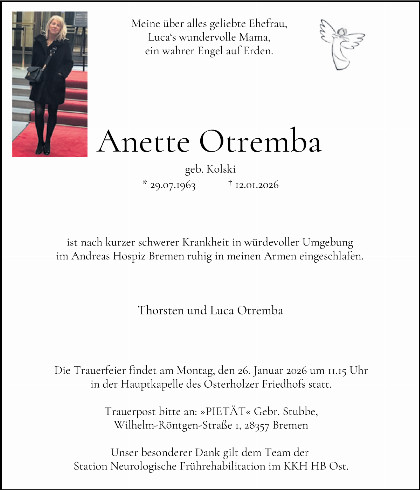 Trauerfall Anette Otremba